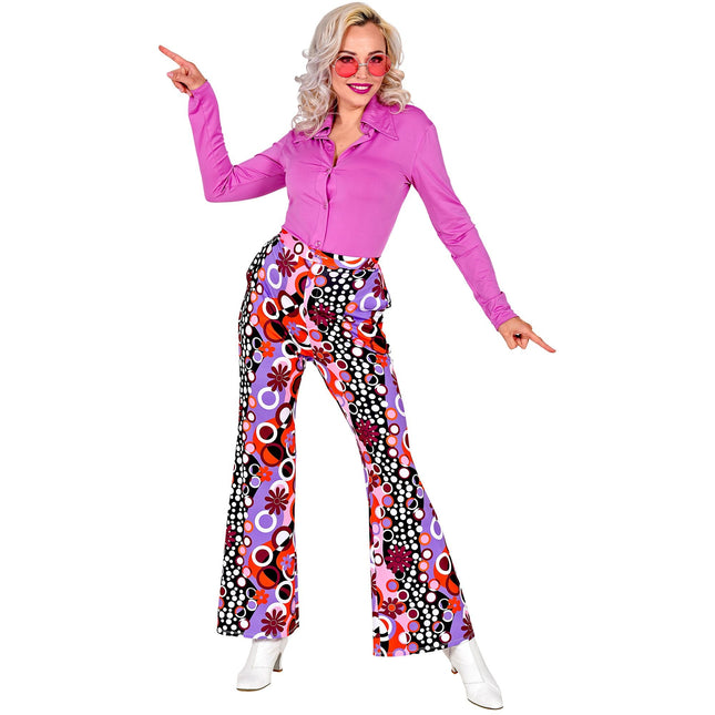 Pantaloni Disco 70S Viola Rosa Donna