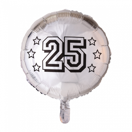 Palloncino ad elio 25 anni argento 45 cm vuoto