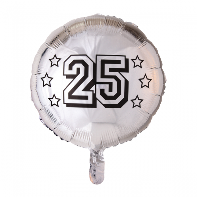 Palloncino ad elio 25 anni argento 45 cm vuoto