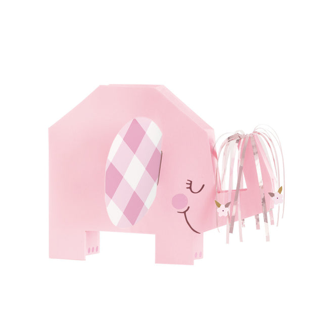 Baby Elefante Decorazione da Tavolo Rosa 23cm