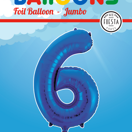 Palloncino in foil Figura 6 Blu XL 86cm vuoto