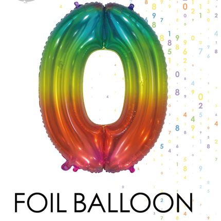 Palloncino in foil Figura 0 Arcobaleno Trasparente 66cm