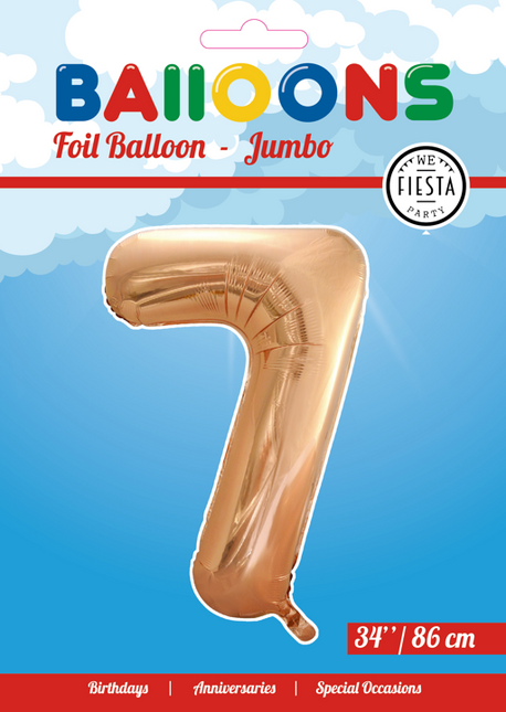 Pallone in foil Figura 7 Oro Rosa XL 86cm vuoto