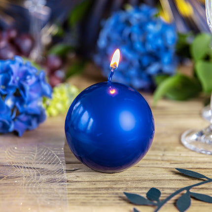 Candele a sfera blu metallizzato 6cm 10pz