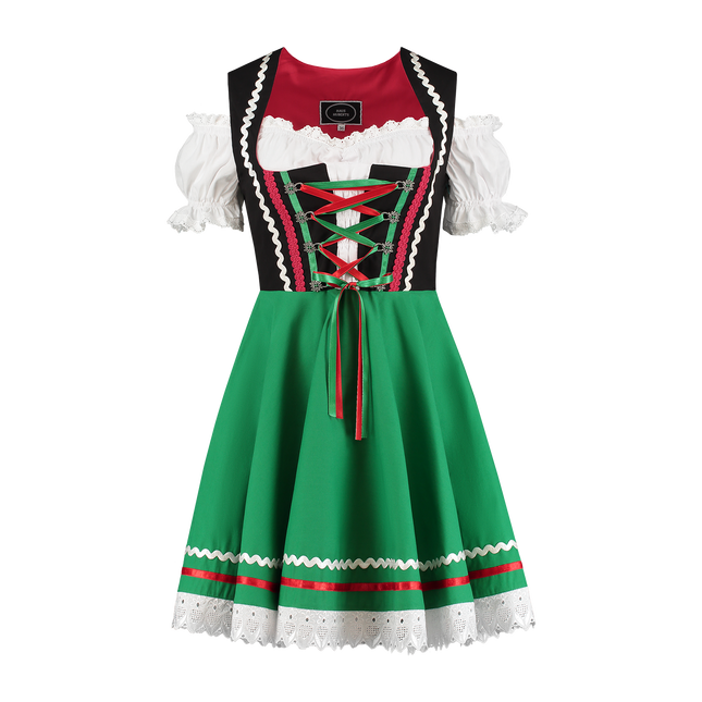 Dirndl 2-dlg., nero/verde, camicetta Carmen