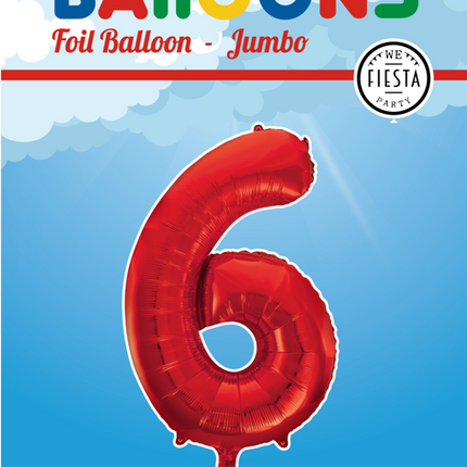 Palloncino Foil Figura 6 Rosso XL 86cm vuoto