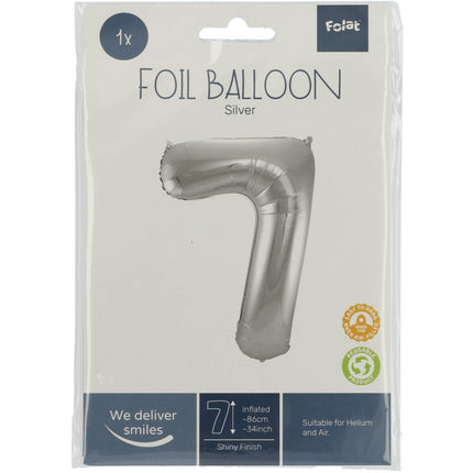 Palloncino Foil Figura 7 Silver Metallic XL 86cm vuoto