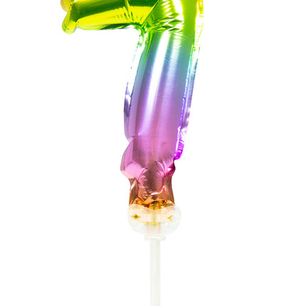 Palloncino in foil Figura 7 Arcobaleno 13cm con bastoncino