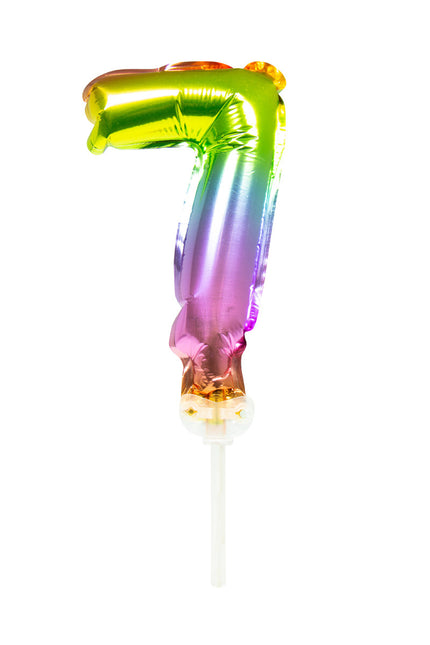 Palloncino in foil Figura 7 Arcobaleno 13cm con bastoncino