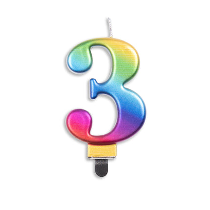 Candela 3 anni Arcobaleno 7 cm