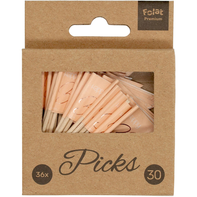 Prickers 30 anni oro rosa 6,5 cm 36 pezzi