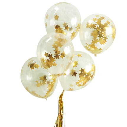 Palloncini coriandoli oro stelle 30cm 5pz