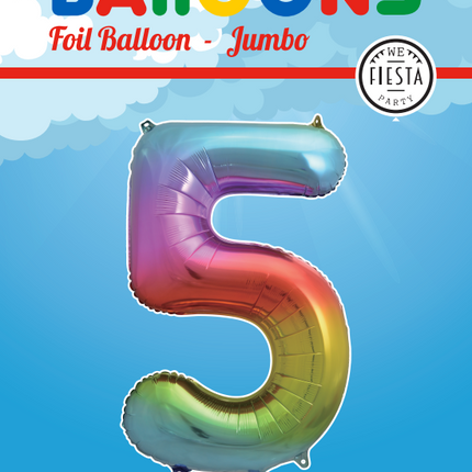 Palloncino Foil Figura 5 Rainbow XL 86cm vuoto