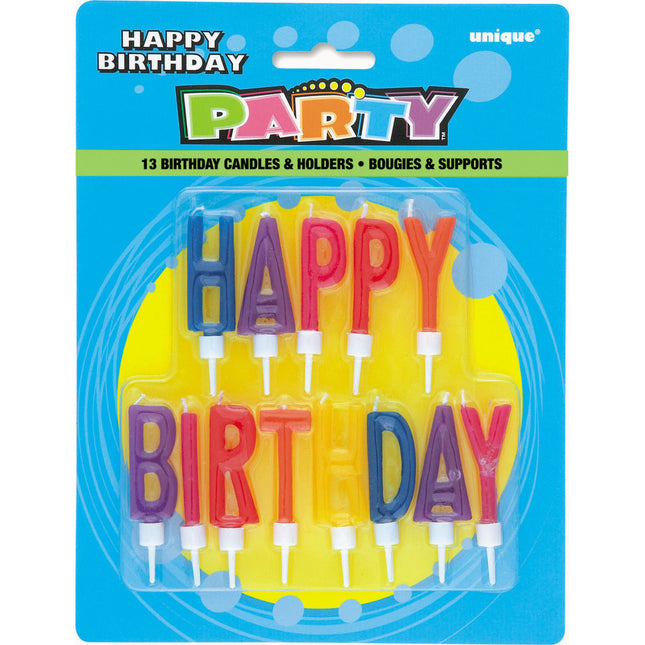 Set di candele Happy Birthday 6,4 cm 13 pezzi