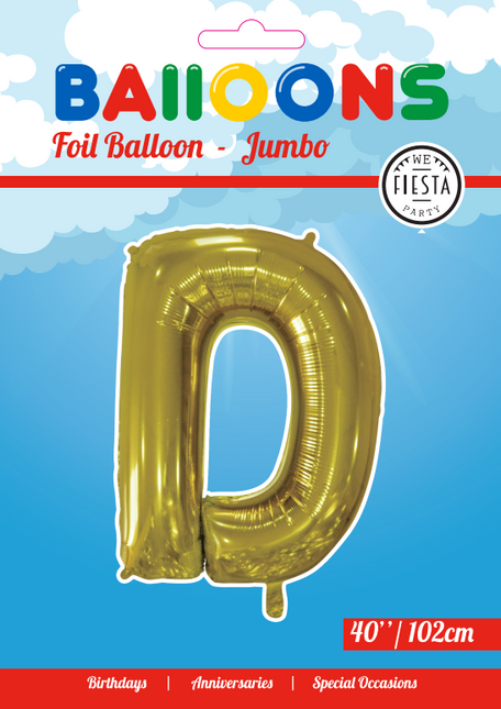 Palloncino Foil Lettera D Oro XL 102cm vuoto