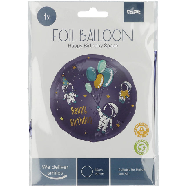 Palloncino ad elio Happy Birthday Space vuoto 45 cm