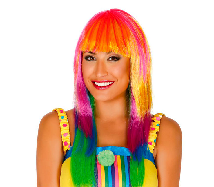 Parrucca capelli lunghi multicolore