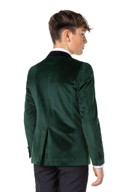 Blazer in velluto verde scuro da ragazzo OppoSuits