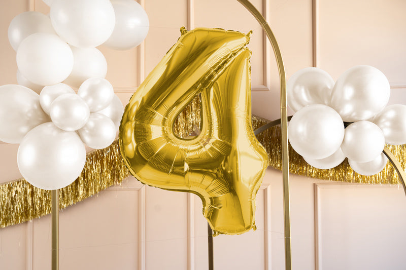 Palloncino in foil Numero ''4'', 72 cm, oro chiaro