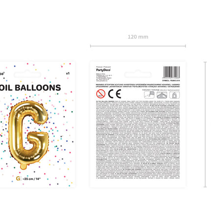 Palloncino in foil Lettera G Oro Vuoto 35cm