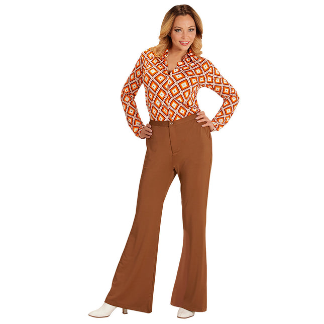 Pantaloni Disco 70S Marrone Donna