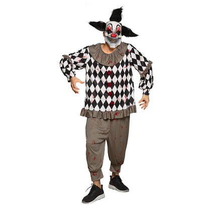 Costume da clown di Halloween bianco nero M/L