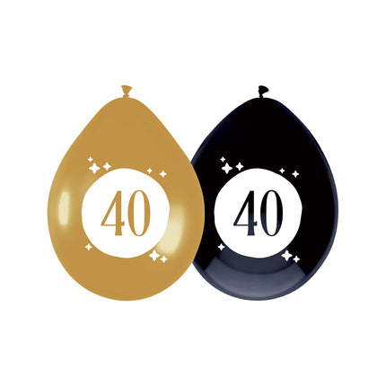 Palloncini 40 anni nero oro 30cm 6pz