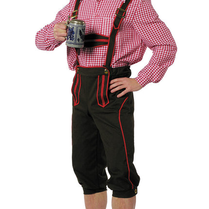 Lederhosen Nero Rosso Uomo