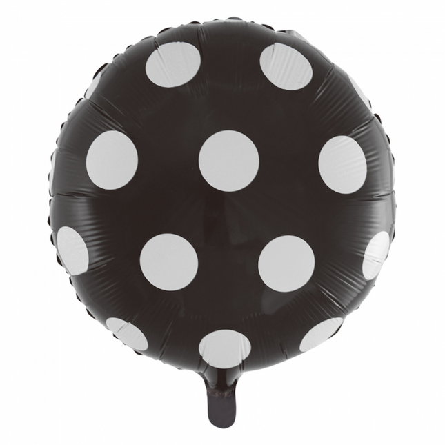 Palloncino ad elio a pois nero 45 cm vuoto