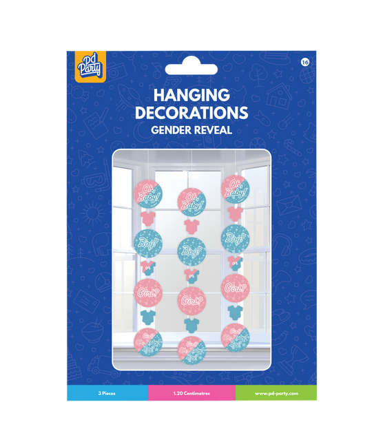 Decorazione appesa Gender Reveal 14cm 3 pezzi