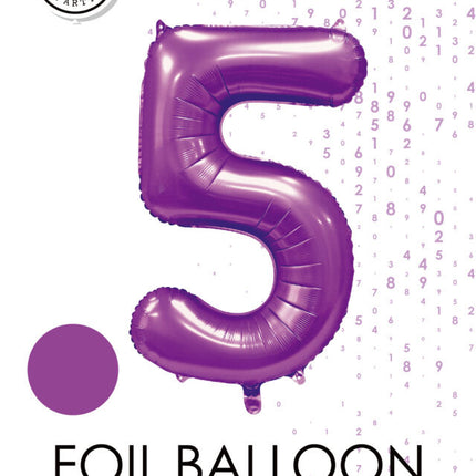 Palloncino numero viola 5 anni lucido 86 cm