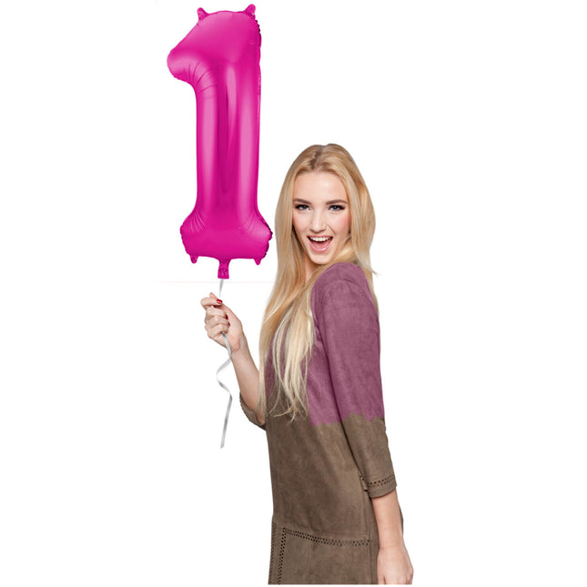 Palloncino Foil Figura 1 Fucsia Metallizzato XL 86cm vuoto