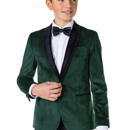 Blazer in velluto verde scuro da ragazzo OppoSuits