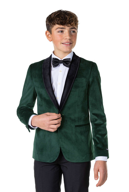 Blazer in velluto verde scuro da ragazzo OppoSuits