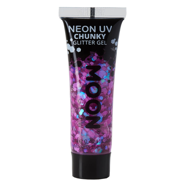 Moon Glow Neon UV Chunky Glitter Gel Purple 12 ml