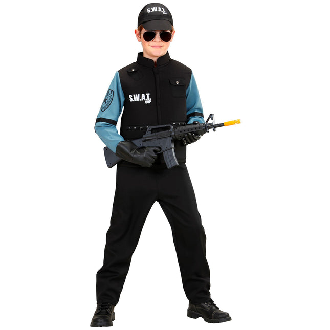 Costume da poliziotto nero blu bambino