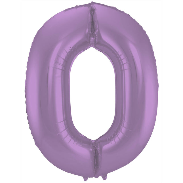 Palloncino Foil Figura 0 Viola Opaco XL 86cm vuoto