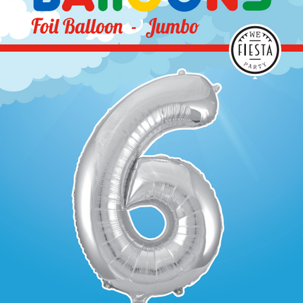 Palloncino in foil Figura 6 Silver XL 86cm vuoto