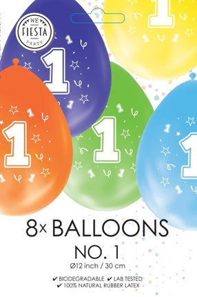 Palloncini colorati 1 anno 30cm 8pz