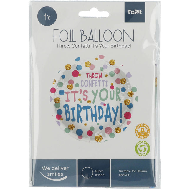 Palloncino ad elio per compleanno lancia coriandoli vuoti 45 cm