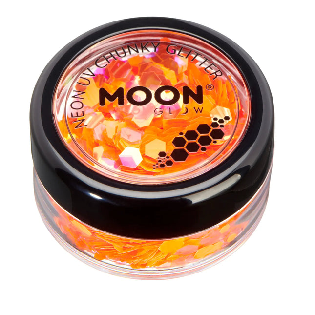 Moon Glow Neon UV Chunky Glitter Arancione 3g