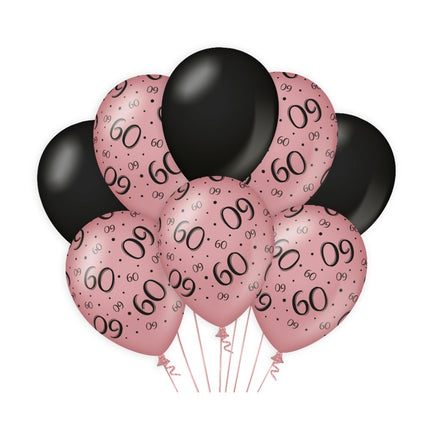 Palloncini 60 anni rosa neri 30cm 8pz