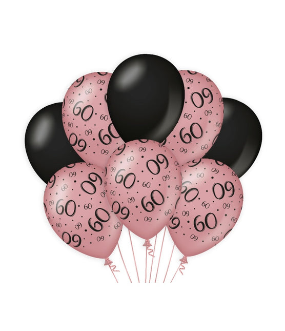 Palloncini 60 anni rosa neri 30cm 8pz