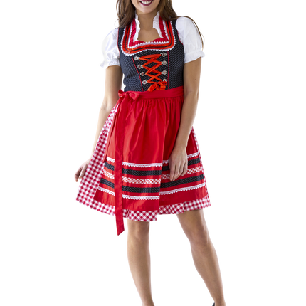 Abito Dirndl Rosso Bianco Oktoberfest Donna a scacchi