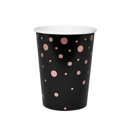 Tazze a pois rosa nero 13cm 8pz