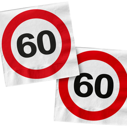 Tovaglioli 60 Years Traffic Sign Square 33cm 20pz