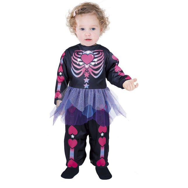 Costume di Halloween da scheletro per bambini rosa