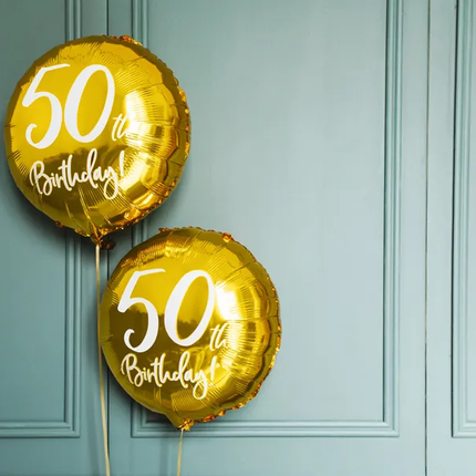 Palloncino ad elio 50° compleanno oro vuoto 45 cm