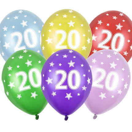 Palloncini 20 anni colorati metallizzati 30cm 6pz