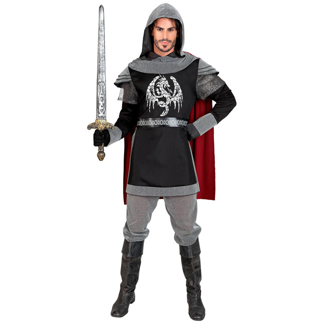 Costume da Cavaliere Grigio Rosso Uomo